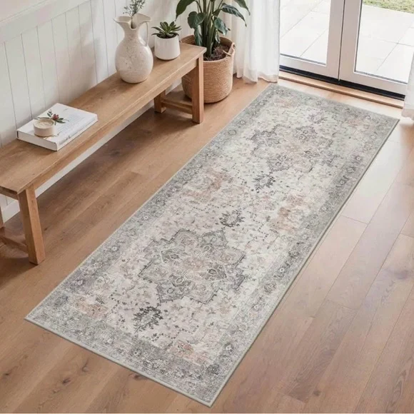 2x6 ft Runner Rug,Non Slip Machine Washable Vintage Hallway Runner Rug - Picture 2 of 7